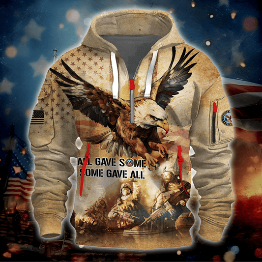 Veterans Shirt Vintage- All Gave Some, Some Gave All - Hoodie Half Zipper , Gifts for veterans