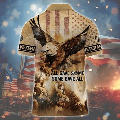 Veterans Shirt Vintage - All Gave Some, Some Gave All - Zipper Polo , Gifts for veterans
