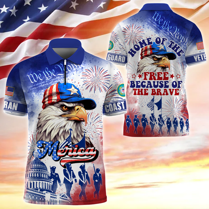 Premium American Pride US Veterans Zipper Polo Shirt, Gifts For Independence Day, Veterans Day , Gifts for veterans