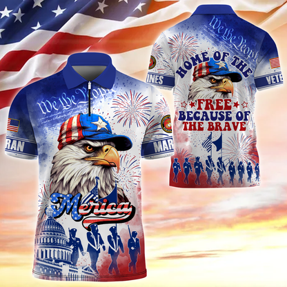 Premium American Pride US Veterans Zipper Polo Shirt, Gifts For Independence Day, Veterans Day , Gifts for veterans