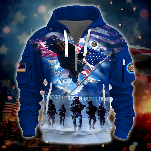 Veterans Shirt - These Colors Don't Run - Hoodie Half Zipper , Gifts for veterans