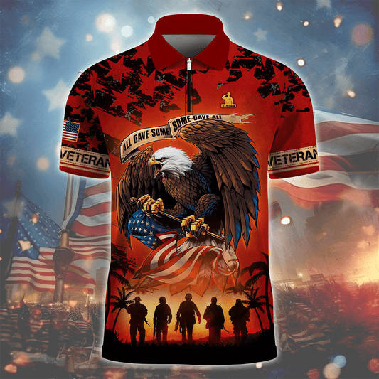 Veterans Shirt - All Gave Some, Some Gave All - Zipper Polo , Gifts for veterans