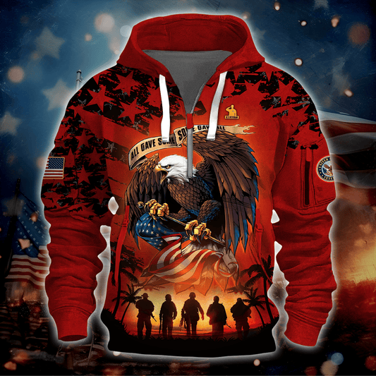 Veterans Shirt - All Gave Some, Some Gave All - Hoodie Half Zipper , Gifts for veterans