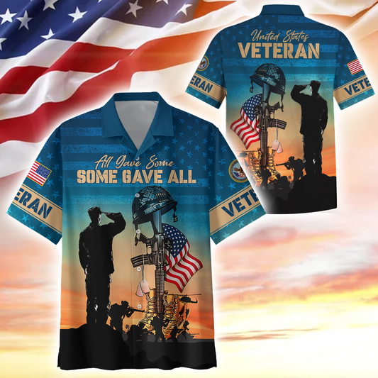 Apparel, All Gave Some Some Gave All, Gifts For Independence Day, Hawaiian Shirt , Gifts for veterans