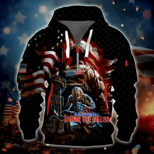 Veterans Shirt - Honor The Fallen - Hoodie Half Zipper , Gifts for veterans