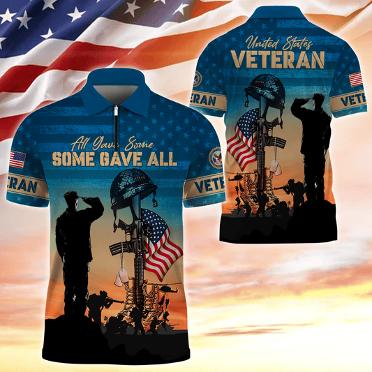 Apparel, All Gave Some Some Gave All, Gifts For Independence Day, Zipper Polo , Gifts for veterans