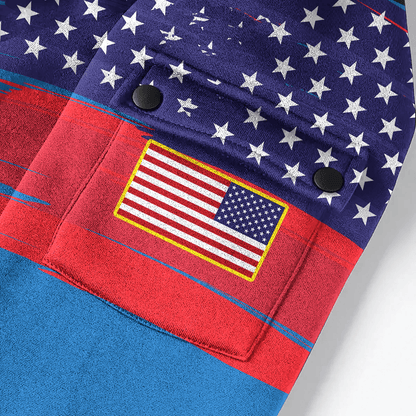 Independence Day - Liberty and Justice For All - Hoodie Half Zipper , Gifts for veterans