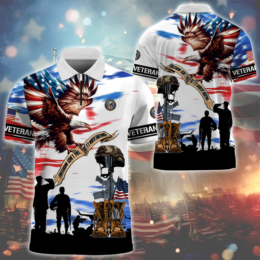 U.S Veteran - Freedom Isn't Free - Zipper Polo , Gifts for veterans