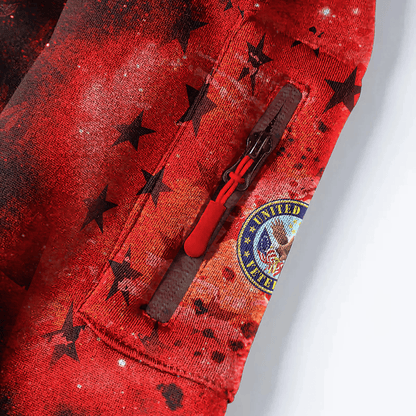 U.S Veteran - Let Freedom Ring - Hoodie Half Zipper Galaxy Red , Gifts for veterans
