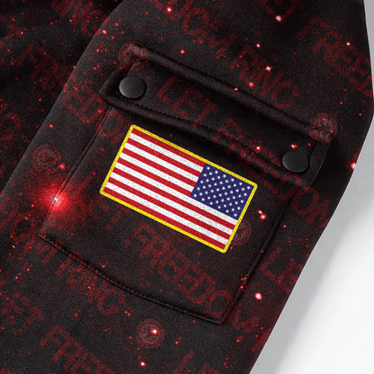 U.S Veteran - Let Freedom Ring - Hoodie Half Zipper Galaxy Red , Gifts for veterans