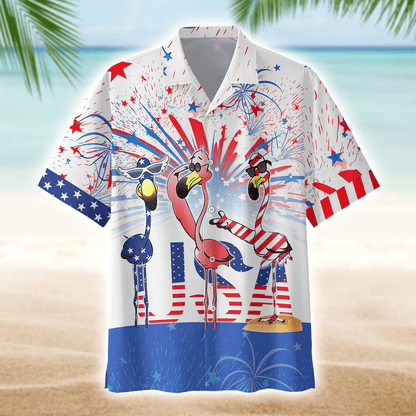 Flamingo Hawaiian Shirt, Independence Day Is Coming Gift, Funny Flamingo Hawaii Aloha Shirt , Gifts for veterans, easychoo.com