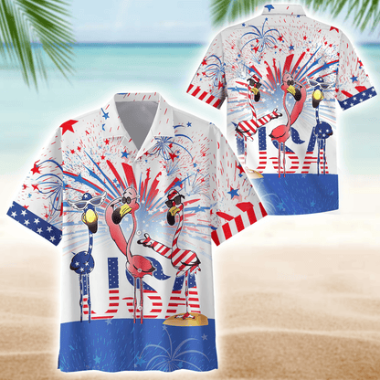 Flamingo Hawaiian Shirt, Independence Day Is Coming Gift, Funny Flamingo Hawaii Aloha Shirt , Gifts for veterans, easychoo.com