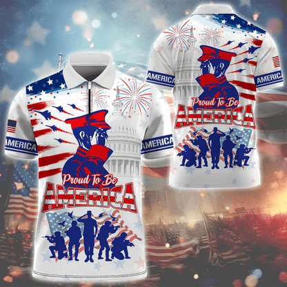 U.S Veteran - Proud to be American - Zipper Polo , Gifts for veterans
