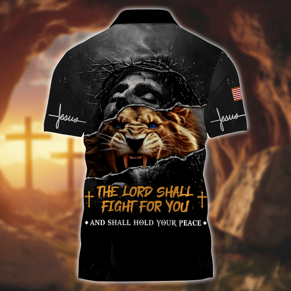 Premium U.S - The Lord Shall Fight For You - Zipper Polo Shirt, easychoo.com