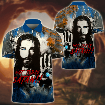 Premium U.S - Not Today Satan - Zipper Polo Shirt, easychoo.com