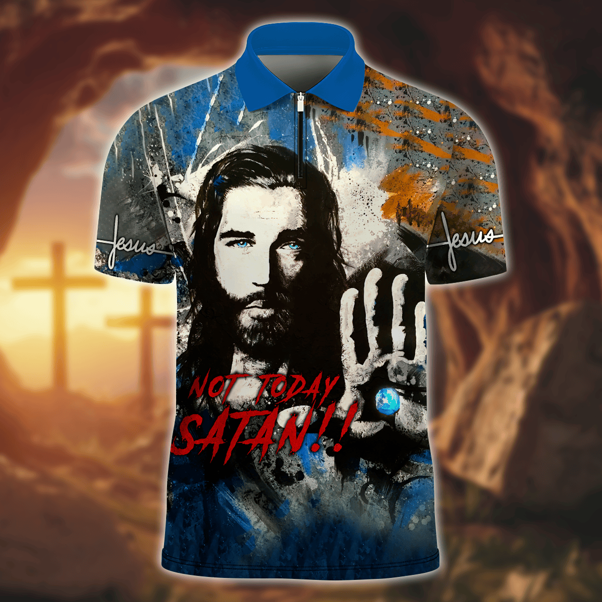 Premium U.S - Not Today Satan - Zipper Polo Shirt, easychoo.com