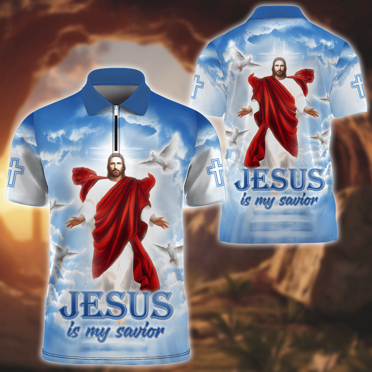 Jesus Is My Savior - Zipper Polo Shirt, easychoo.com