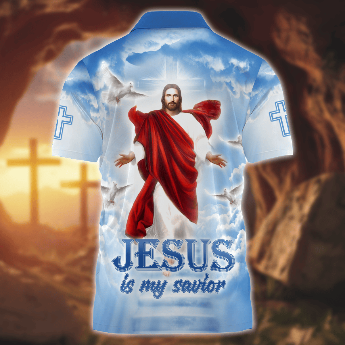 Jesus Is My Savior - Zipper Polo Shirt, easychoo.com