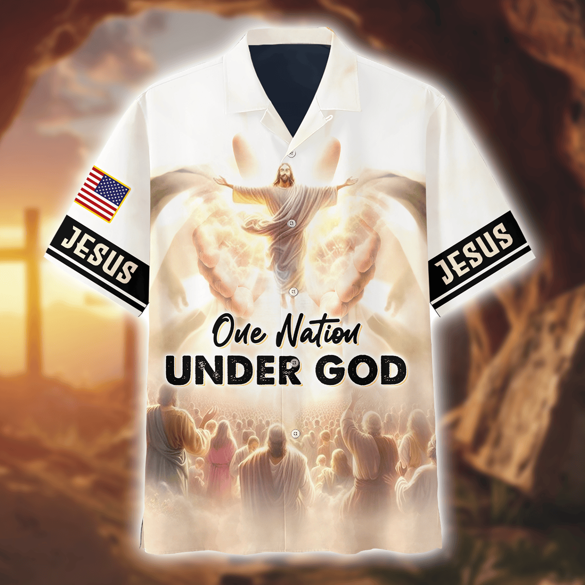 One Nation Under God - All Over Prints Hawaiian Shirt, easychoo.com