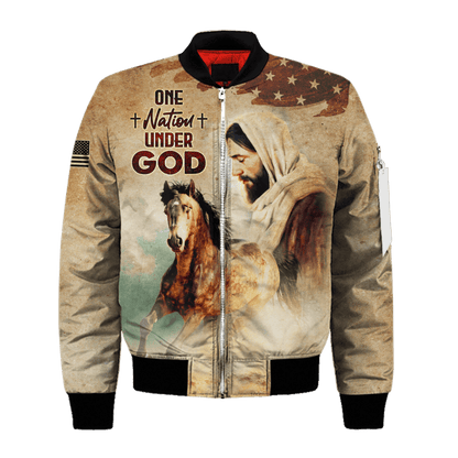 Jesus Vintage Shirt - One Nation Under God - All Over Prints Hawaiian, easychoo.com