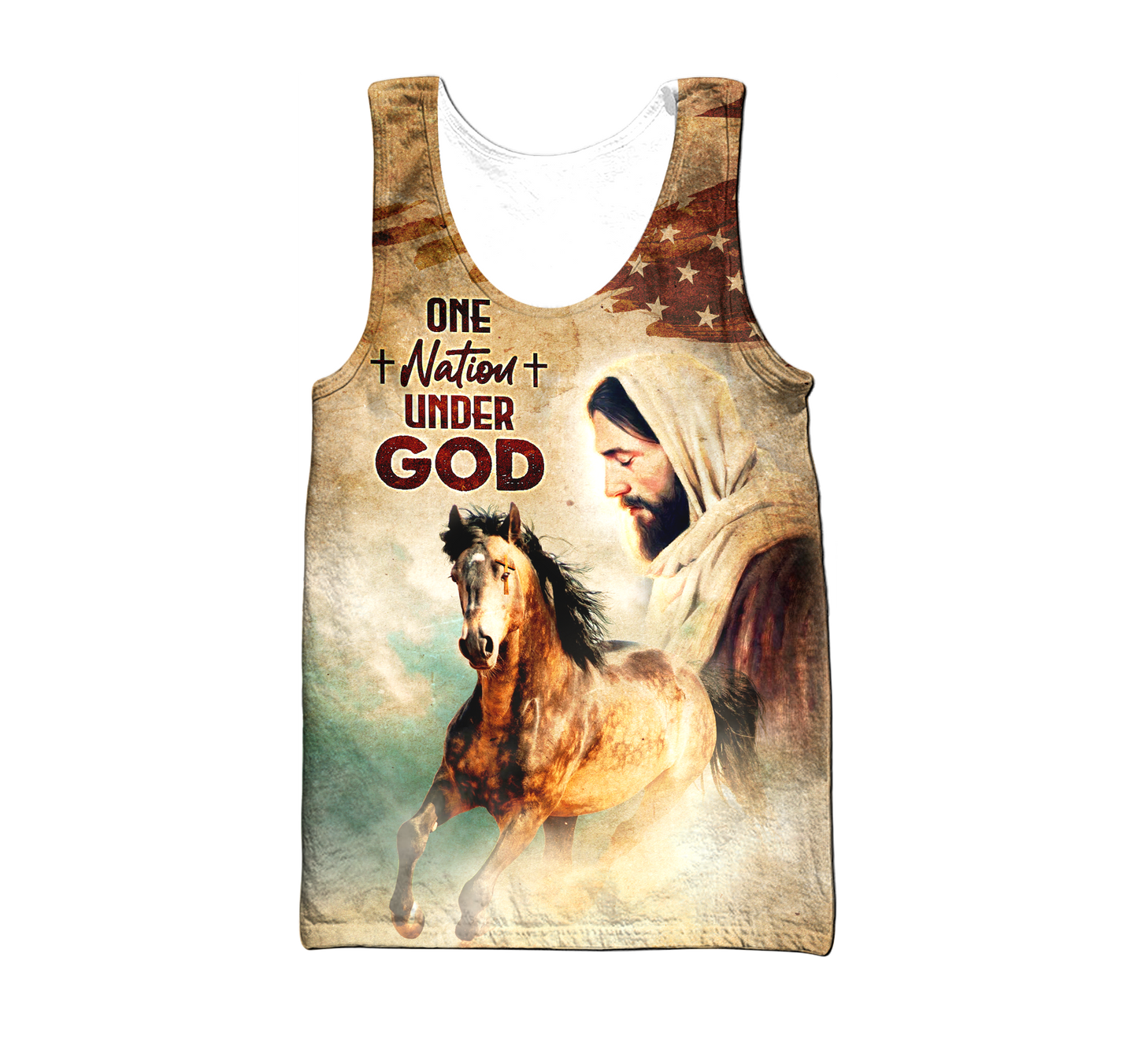 Jesus Vintage Shirt - One Nation Under God - All Over Prints Hawaiian, easychoo.com