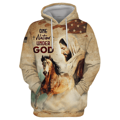 Jesus Vintage Shirt - One Nation Under God - All Over Prints Hawaiian, easychoo.com