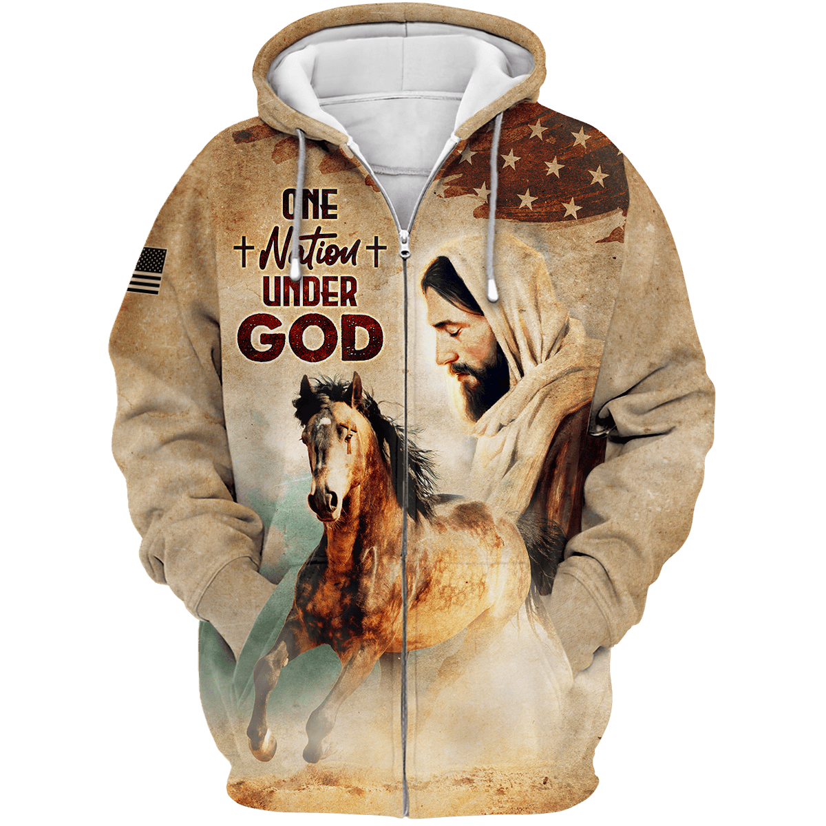 Jesus Vintage Shirt - One Nation Under God - All Over Prints Hawaiian, easychoo.com