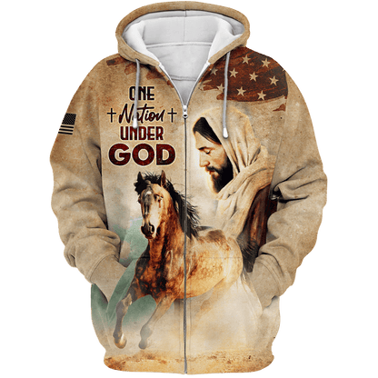 Jesus Vintage Shirt - One Nation Under God - All Over Prints Hawaiian, easychoo.com