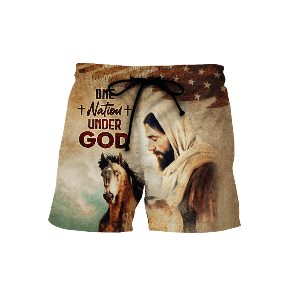 Jesus Vintage Shirt - One Nation Under God - All Over Prints Hawaiian, easychoo.com