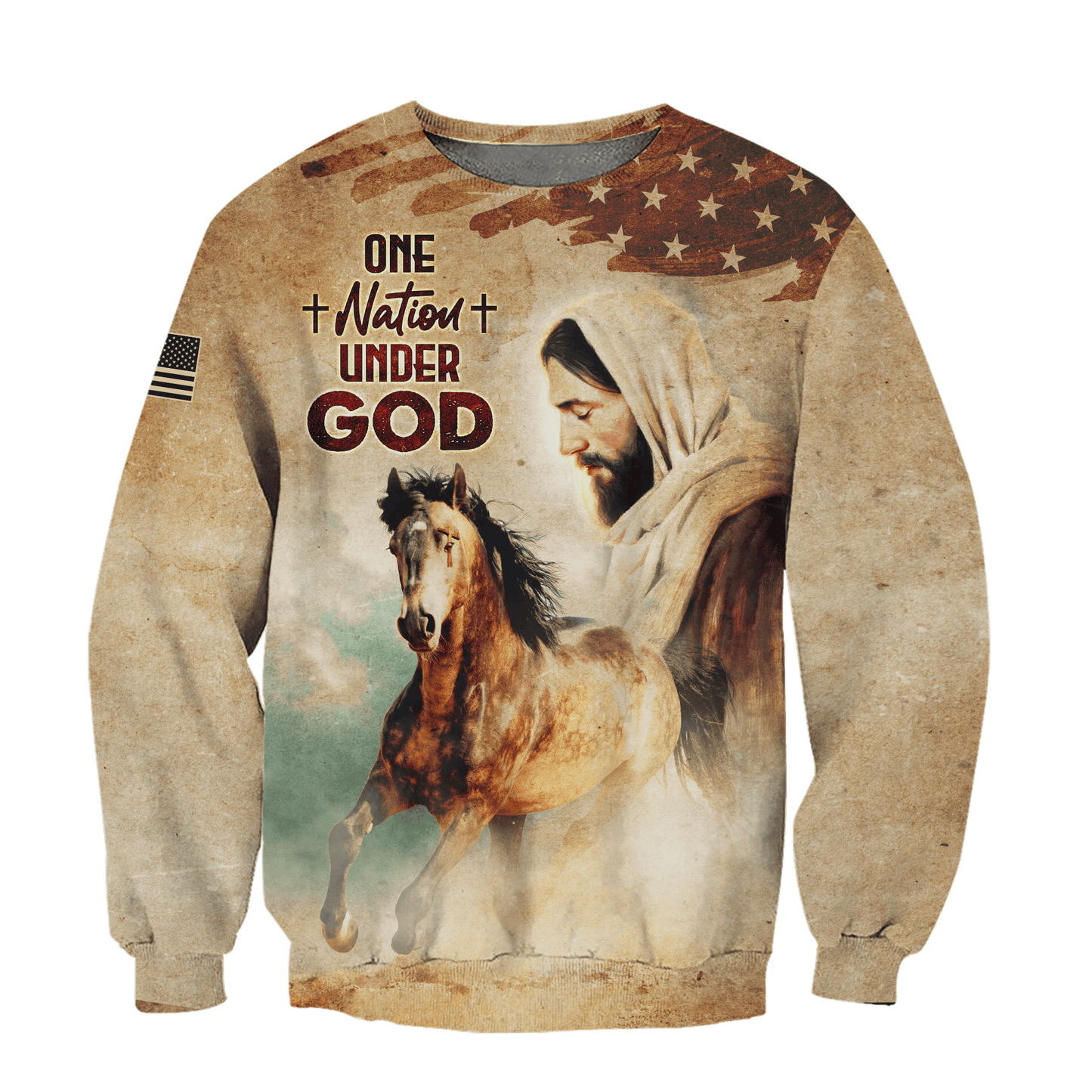 Jesus Vintage Shirt - One Nation Under God - All Over Prints Hawaiian, easychoo.com