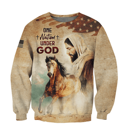 Jesus Vintage Shirt - One Nation Under God - All Over Prints Hawaiian, easychoo.com
