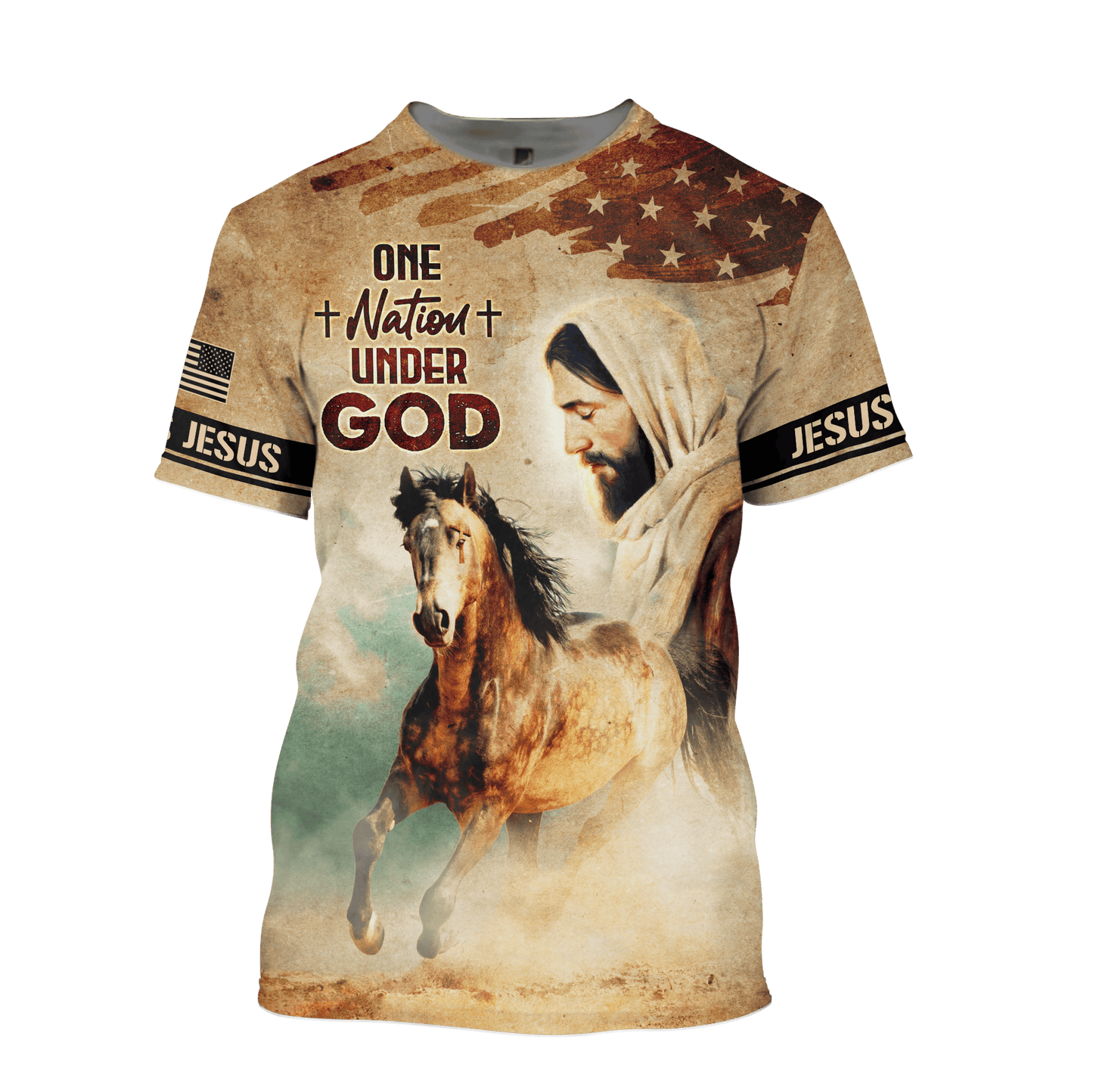 Jesus Vintage Shirt - One Nation Under God - All Over Prints Hawaiian, easychoo.com