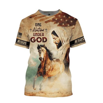 Jesus Vintage Shirt - One Nation Under God - All Over Prints Hawaiian, easychoo.com