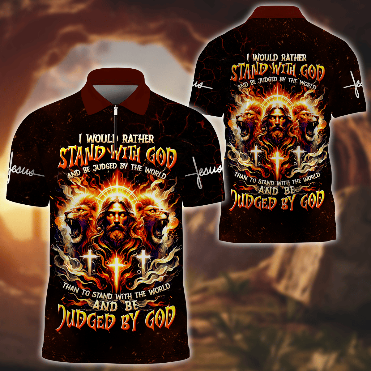 Premium U.S - I would rather stand with God - Zipper Polo Shirt, easychoo.com