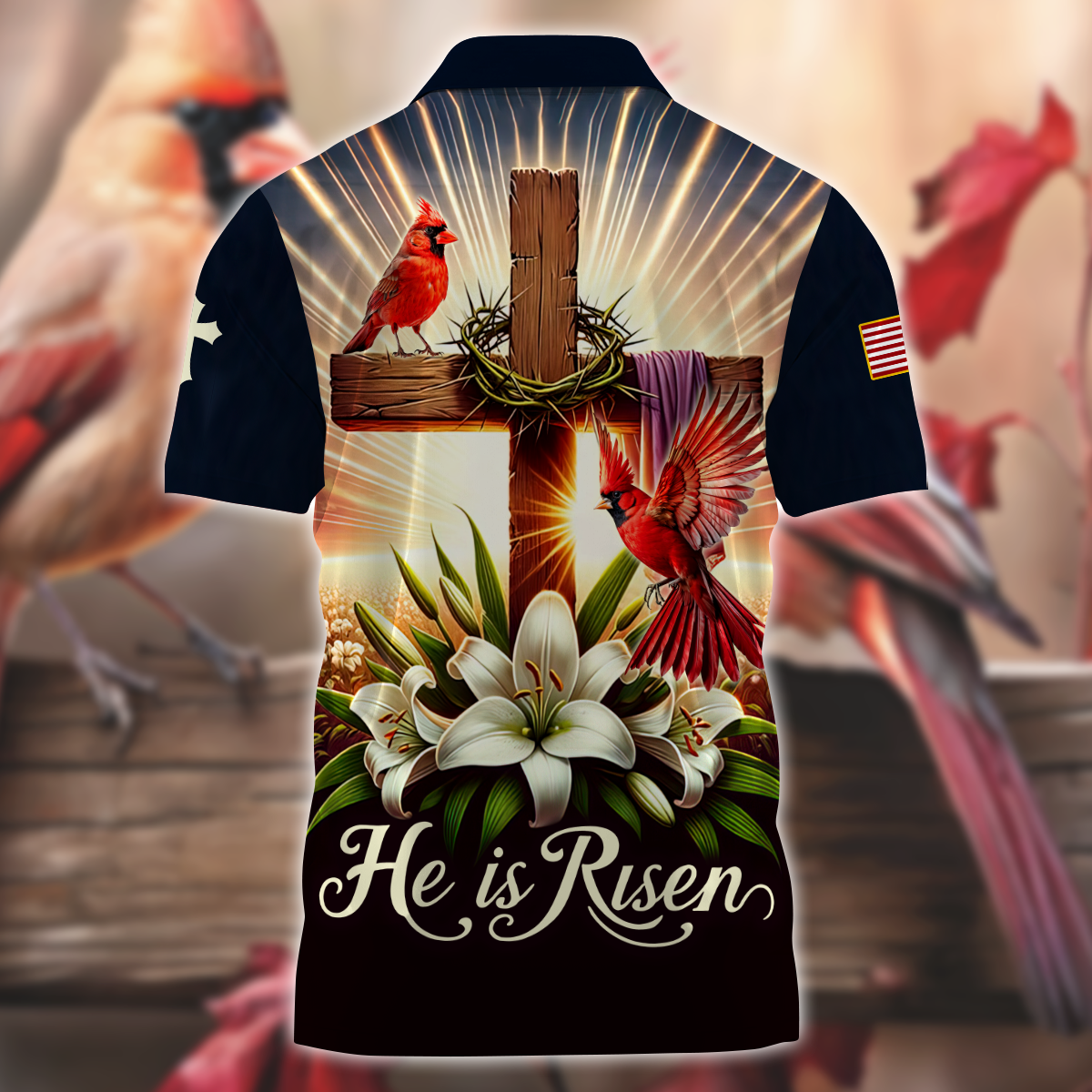 Premium U.S - He is risen - Zipper Polo Shirt, easychoo.com
