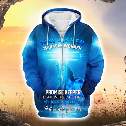 Way Maker Miracle Worker Jesus Christ Zip Hoodie, easychoo.com