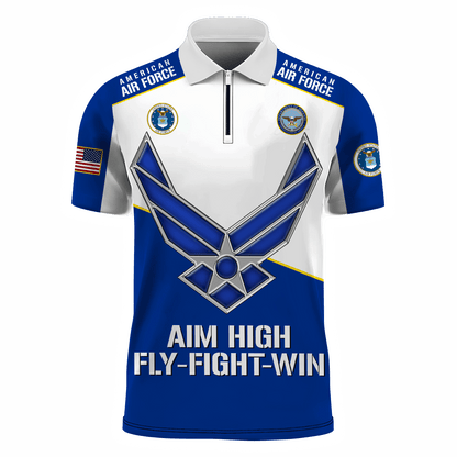 Premium U.S - United States Armed Forces - Zipper Polo shirt , Gifts for veterans