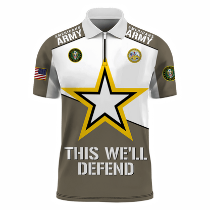 Premium U.S - United States Armed Forces - Zipper Polo shirt , Gifts for veterans