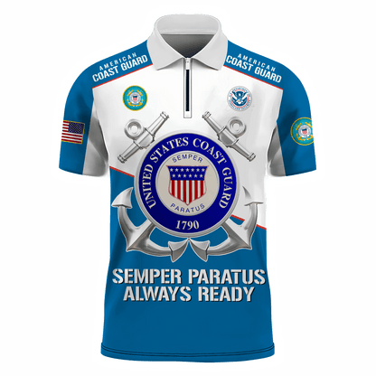 Premium U.S - United States Armed Forces - Zipper Polo shirt , Gifts for veterans