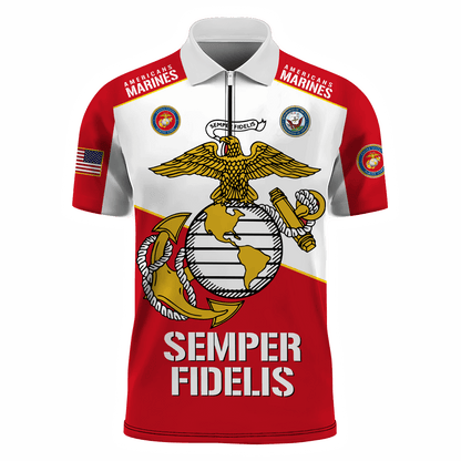 Premium U.S - United States Armed Forces - Zipper Polo shirt , Gifts for veterans