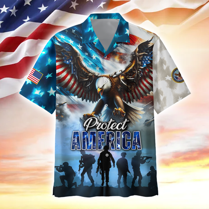 Apparel, Protect America, US Veterans Hawaii Shirt , Gifts for veterans