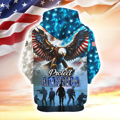 Apparel, Protect America, US Veterans Zip Hoodie , Gifts for veterans
