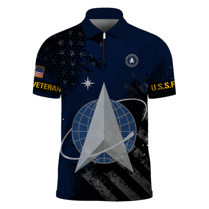 Premium U.S - United States Armed Forces scratch - Zipper Polo shirt , Gifts for veterans