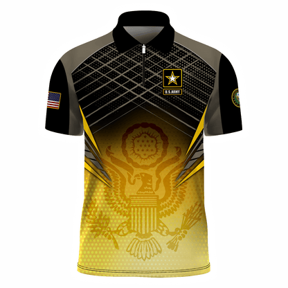 Premium U.S - United States Armed Forces scratch - Sport Zipper Polo shirt , Gifts for veterans