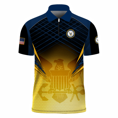 Premium U.S - United States Armed Forces scratch - Sport Zipper Polo shirt , Gifts for veterans