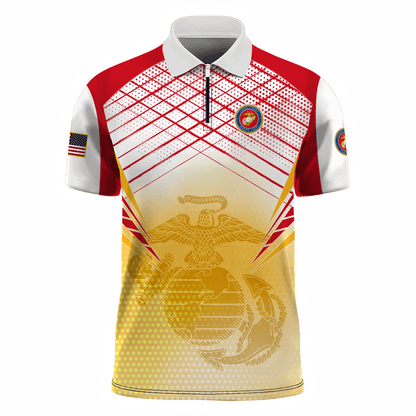 Premium U.S - United States Armed Forces scratch - Sport Zipper Polo shirt , Gifts for veterans
