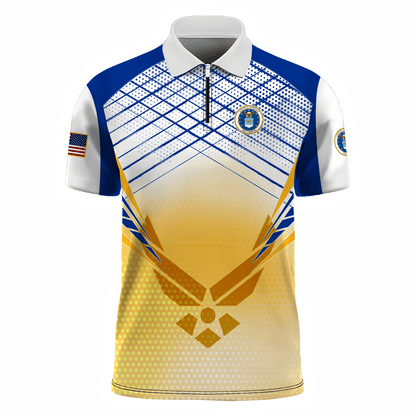Premium U.S - United States Armed Forces scratch - Sport Zipper Polo shirt , Gifts for veterans