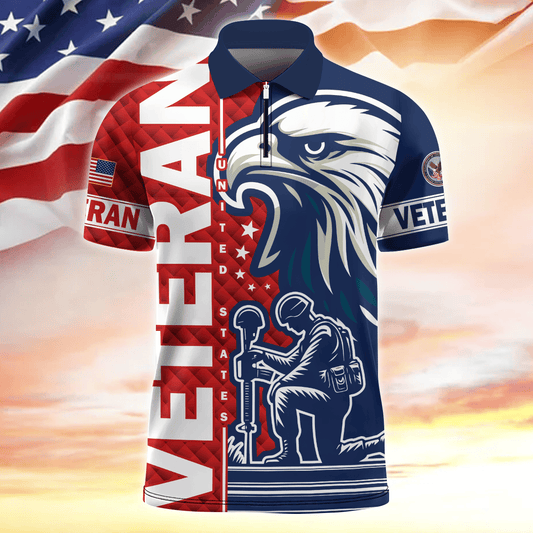 Premium Proudly Served US Veterans - Zipper Polo , Gifts for veterans