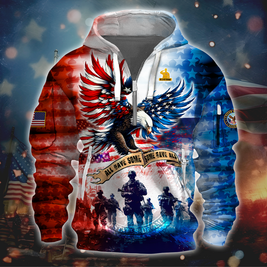 PREMIUM ALL GAVE SOME, SOME GAVE ALL - HOODIE HALF ZIPPER , Gifts for veterans