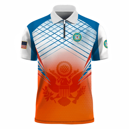 Premium U.S - United States Armed Forces scratch - Sport Zipper Polo shirt , Gifts for veterans